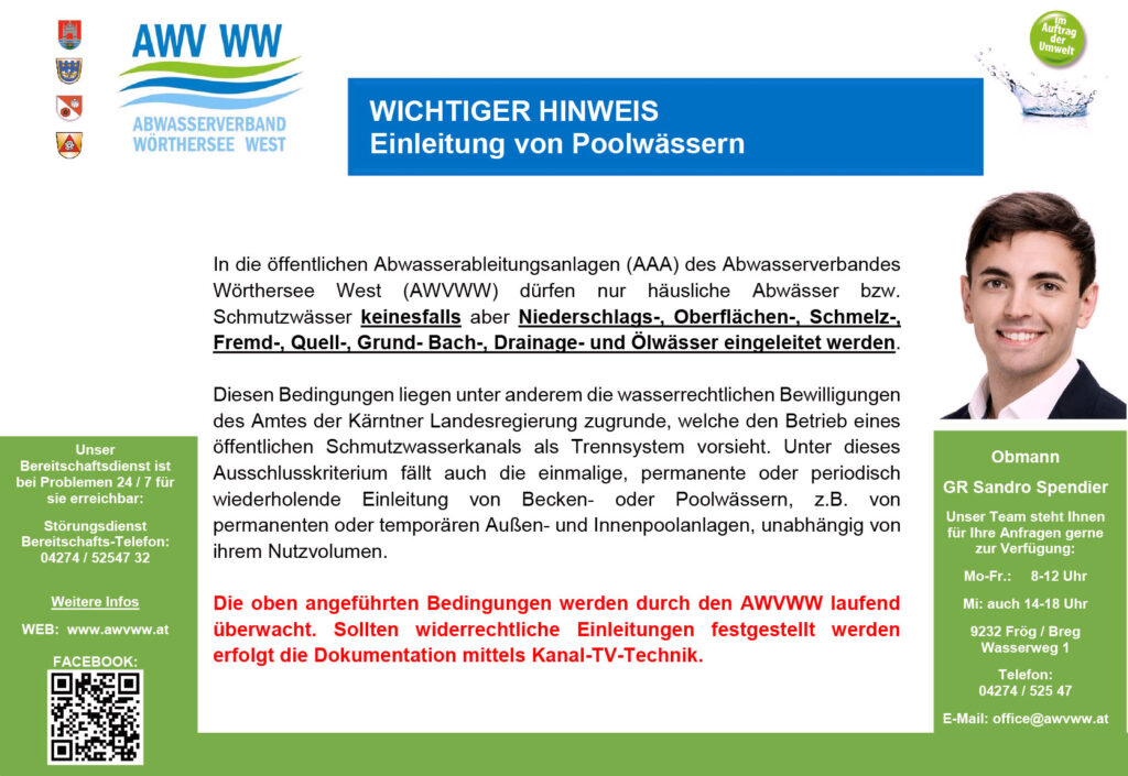 Pressebericht Einleitung von Poolwässern