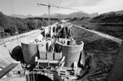 Einblick in die Baustelle in Frög 1996