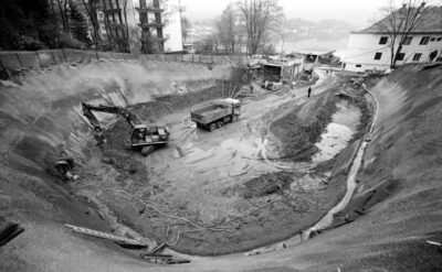 Baustellen-Foto Hauptpumpwerk Velden, 1965, Quelle: Marktgemeinde Velden am Wörthersee