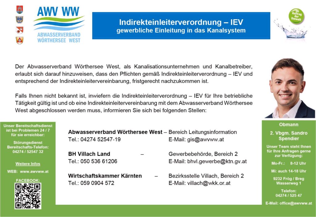 Indirekteinleiterverordnung IEV - gewerbliche Einleitung in das Kanalsystem